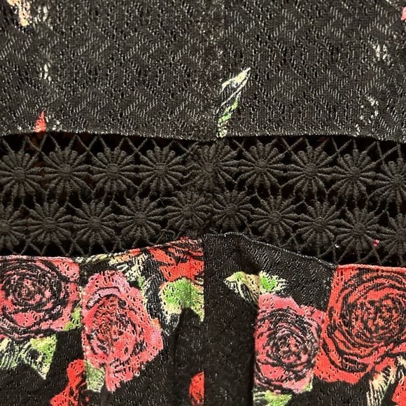 Free People Fitted with Daisies Dress Black with Roses - Picture 6 of 9